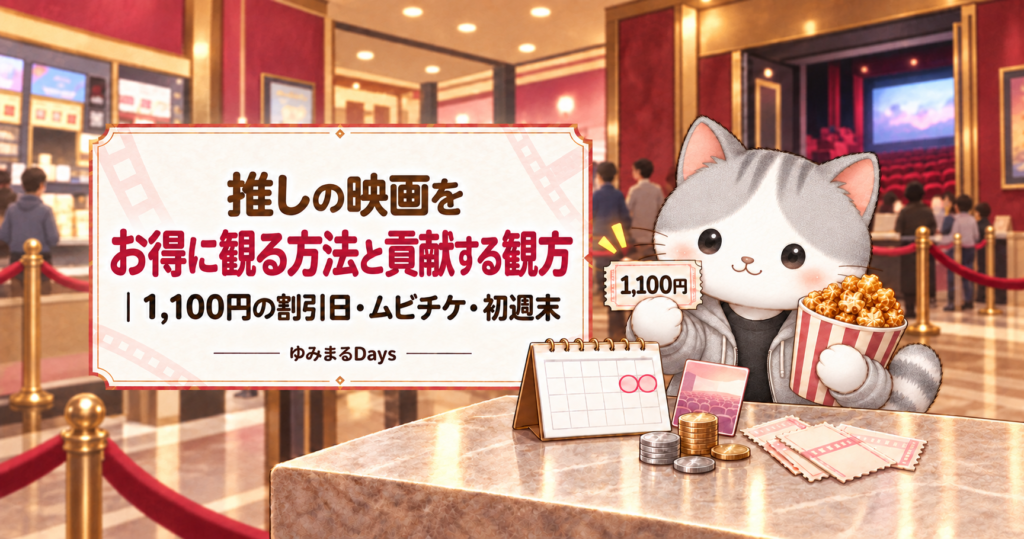 推しの映画をお得に観る方法と貢献する観方｜1,100円の割引日・ムビチケ・初週末｜ゆみまるDays